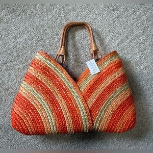 Orange Woven Women's Bag